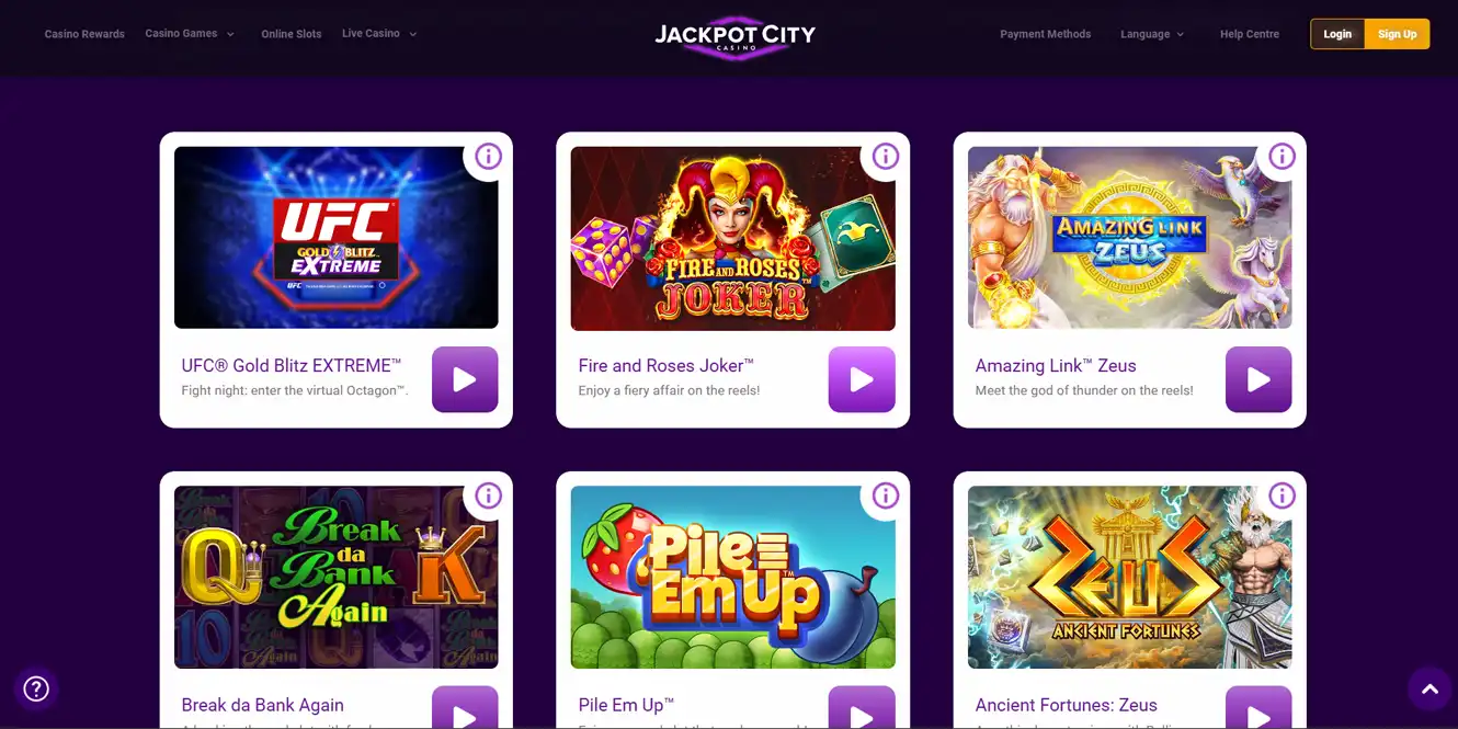 jackpot city casino games